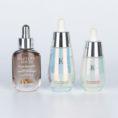 Bottiglia gocciolante di vetro rotondo competitivo per siero ed essenza 30ml 50ml Qualsiasi colore va bene