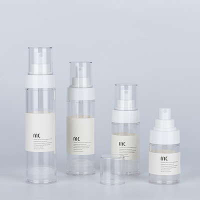 30 ml 50 ml 80 ml 100 ml Bottiglia senza aria per lozione con pompa spruzzatrice e confezionamento in scatola di cartone