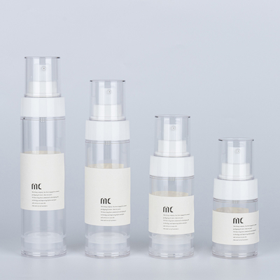 30 ml 50 ml 80 ml 100 ml Bottiglia senza aria per lozione con pompa spruzzatrice e confezionamento in scatola di cartone