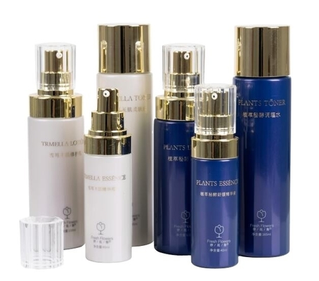 Bottiglia cosmetica con colletto in PET da 40 ml con tappo acrilico e confezionamento per cosmetici di lusso